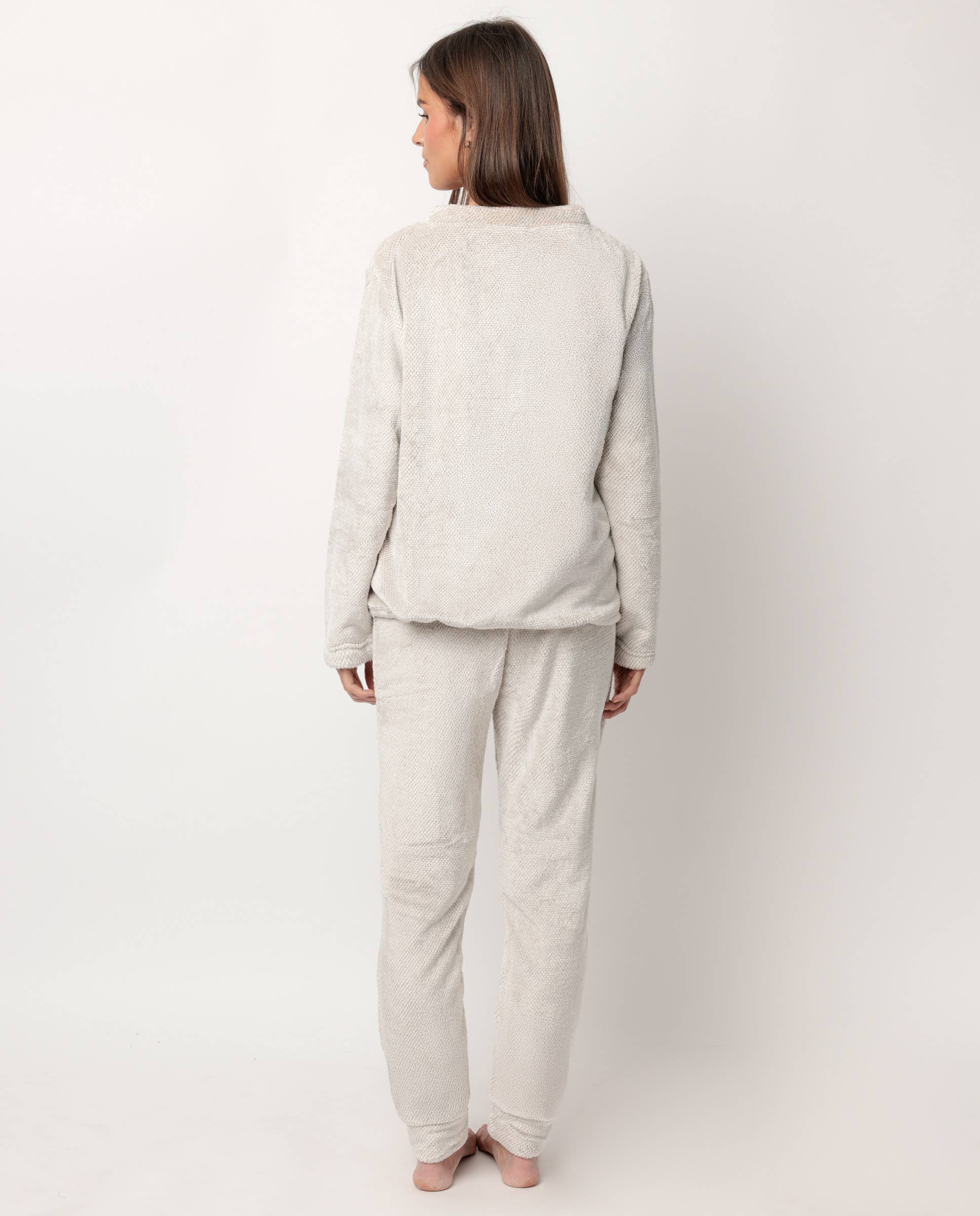 Ζεστή Polar Πιτζάμα με Στρογγυλή Λαιμόκοψη σε Απόχρωση Piedra