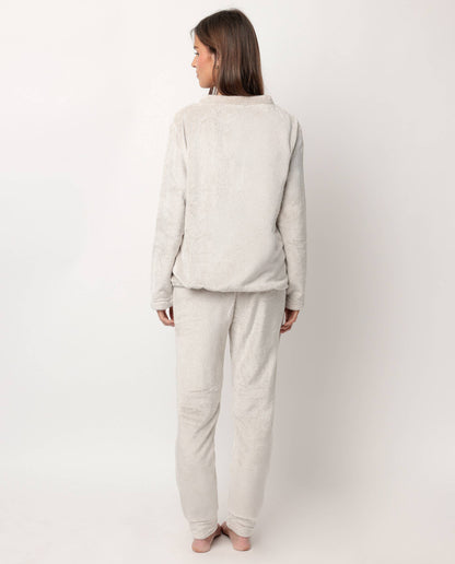 Ζεστή Polar Πιτζάμα με Στρογγυλή Λαιμόκοψη σε Απόχρωση Piedra