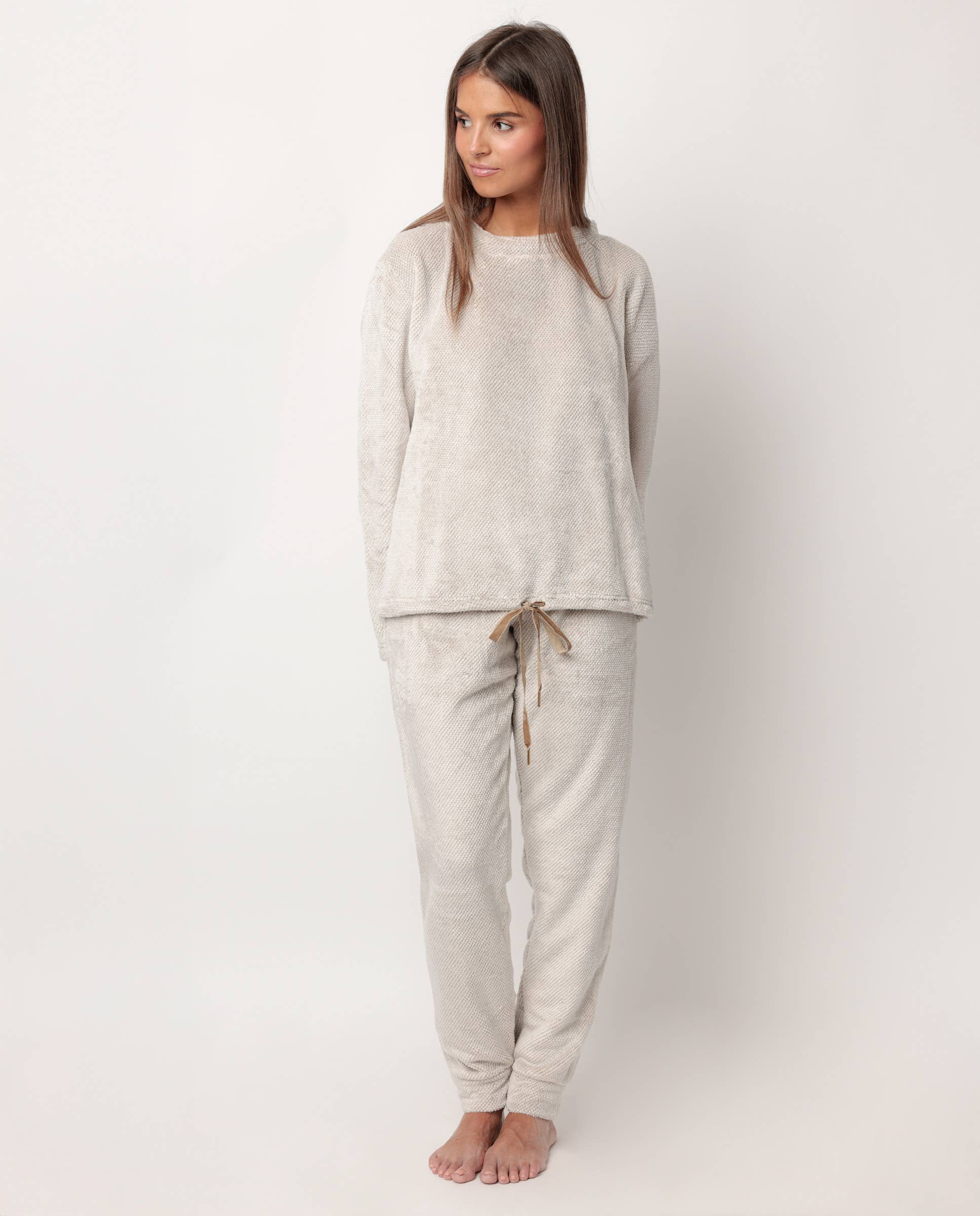 Ζεστή Polar Πιτζάμα με Στρογγυλή Λαιμόκοψη σε Απόχρωση Piedra