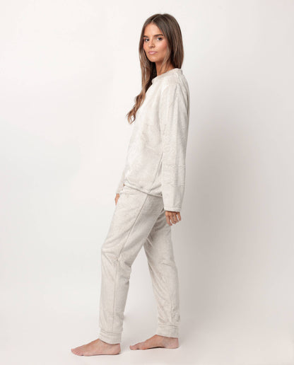 Ζεστή Polar Πιτζάμα με Στρογγυλή Λαιμόκοψη σε Απόχρωση Piedra